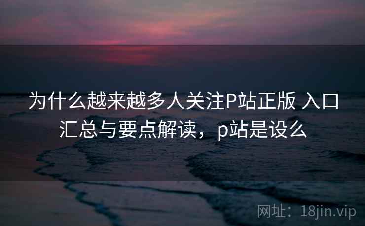 为什么越来越多人关注P站正版 入口汇总与要点解读，p站是设么